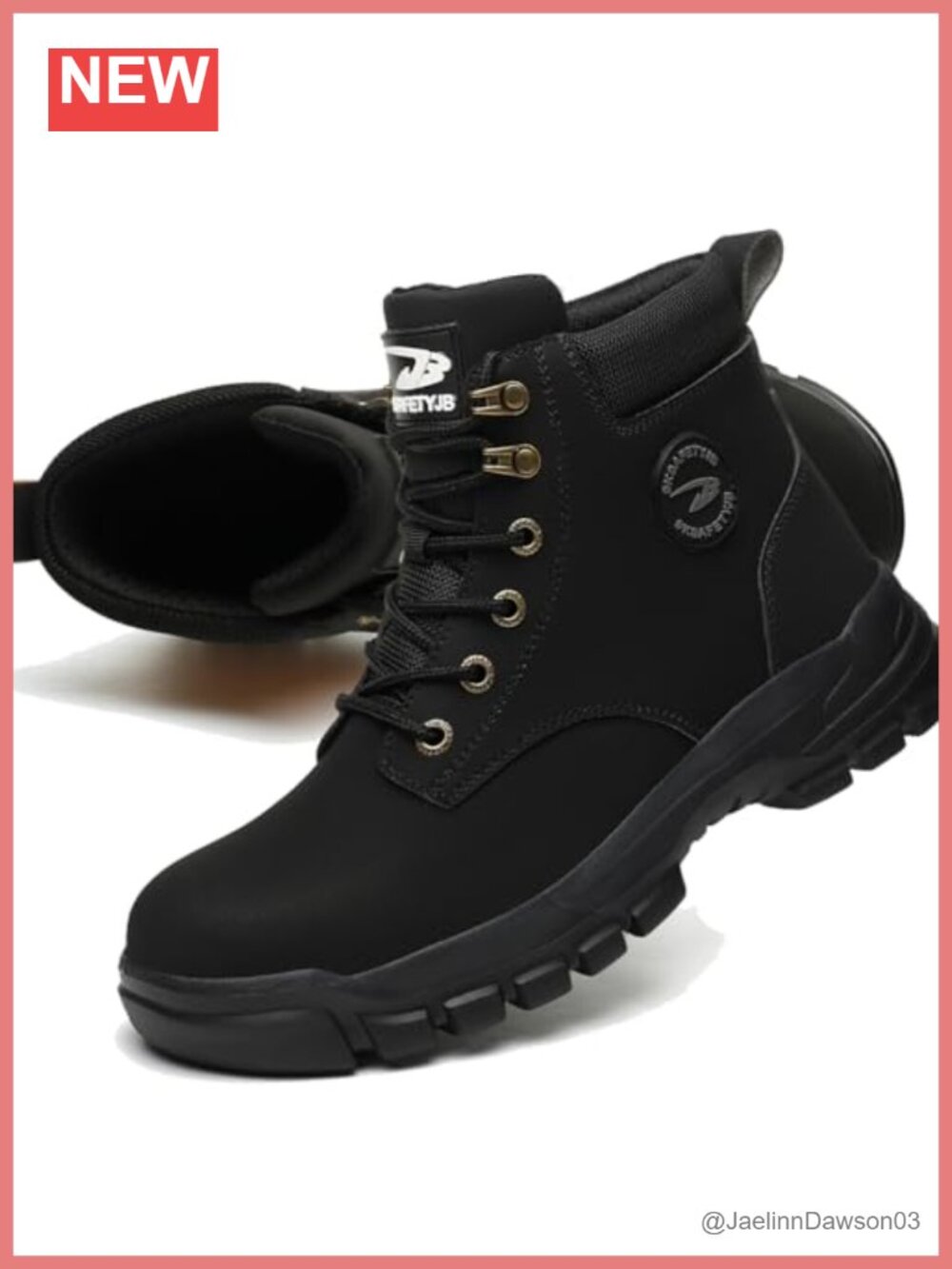 Steel Toe Work Boots Faux Leather Waterproof Safety Shoes for Women